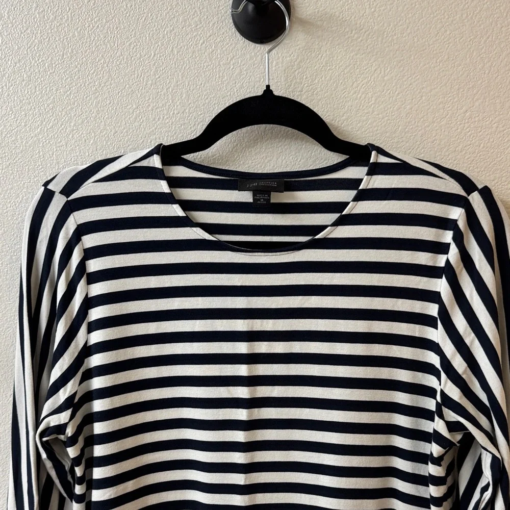J. Jill Navy and White Striped Long Sleeve Top - Picture 3 of 6